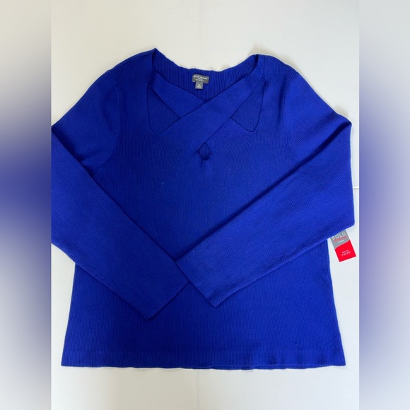 Bold Elements Women’s 3X Keyhole Front Pullover Sapphire Blue Ribbed Swe… - Picture 3 of 9